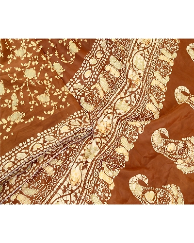 Sanskriti Vintage Sarees Batik Printed Brown 100% Pure Silk Sari Craft Fabric, PR-61153-Brown-Printed Floral Design-Pure Silk-2