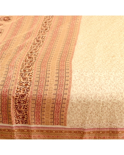 Sanskriti Vintage Sarees Cream From Indian Printed Pure Silk Sari Craft Fabric, PR-61155-Cream-Printed Floral Design-Pure Silk-4