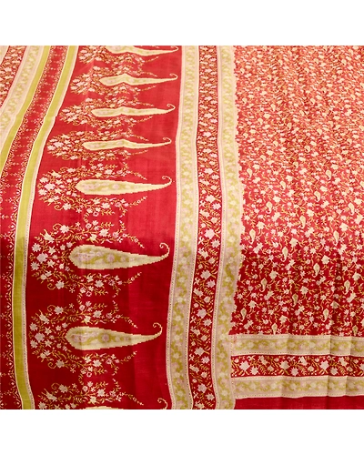 Sanskriti Vintage Sarees Dark Red Pure Silk Sari Printed Floral 5Yd Craft Fabric, PR-61163-Dark Red-Printed Floral Design-Pure Silk-3
