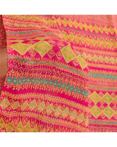 Sanskriti Vintage Sarees From India Pink Pure Silk Printed Sari 5Yd Craft Fabric, PR-61172-Pink-Printed Floral Design-Pure Silk-6