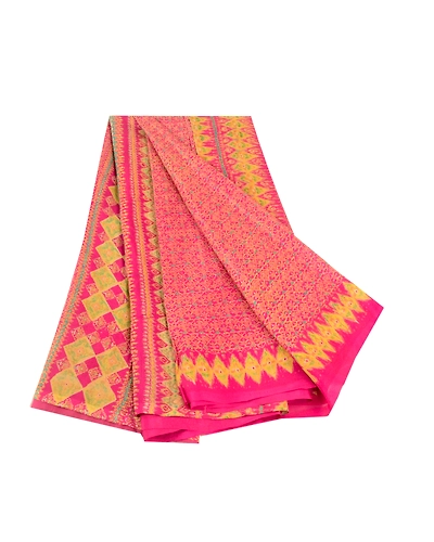 Sanskriti Vintage Sarees From India Pink Pure Silk Printed Sari 5Yd Craft Fabric, PR-61172-Pink-Printed Floral Design-Pure Silk-7
