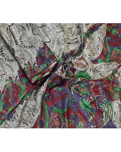 Sanskriti Vintage Sarees Indian Green Pure Silk Printed Sari 5Yd Craft Fabric, PR-61173-Green-Printed Floral Design-Pure Silk-1