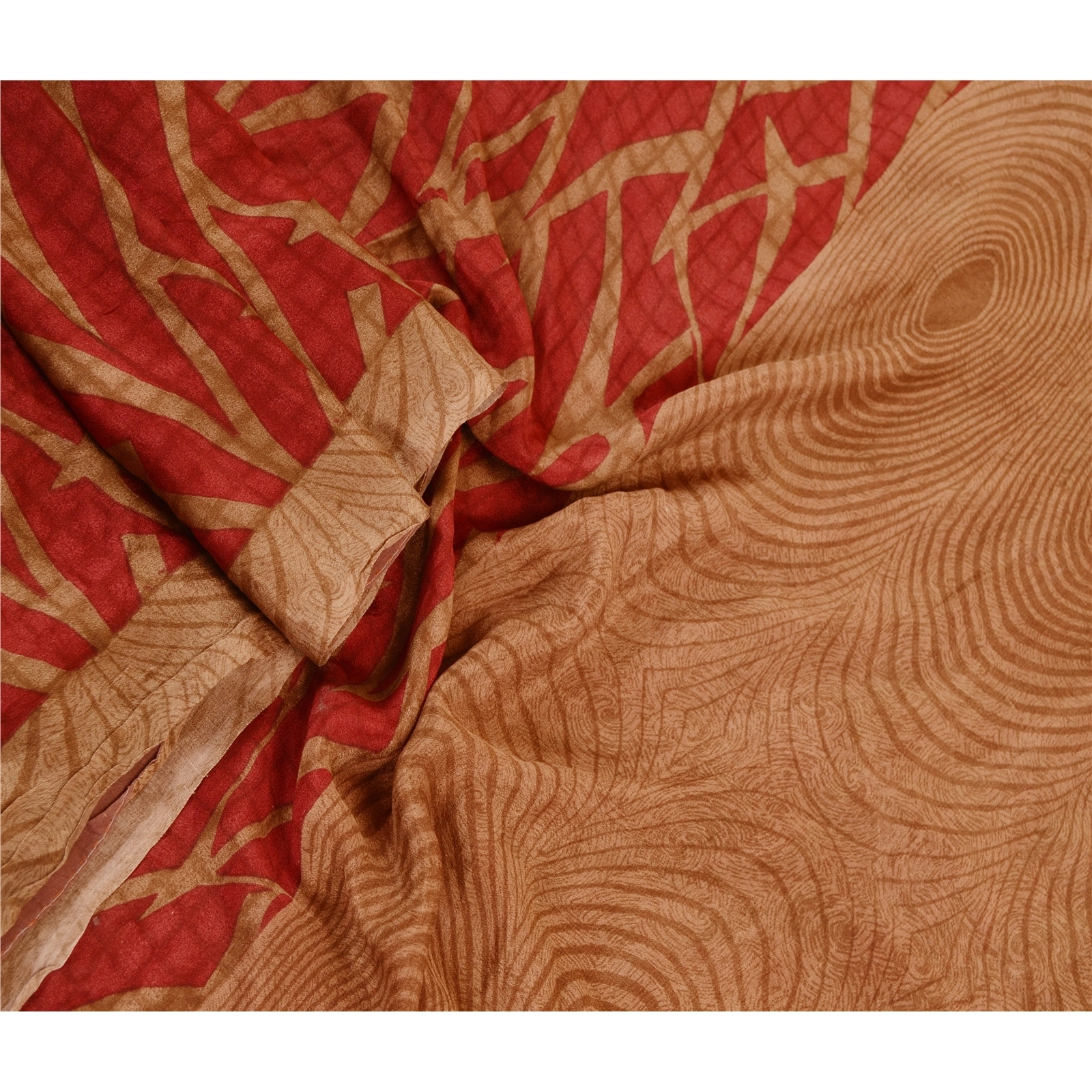 Sanskriti Vintage Sarees Dark Red Indian Pure Silk Printed Sari 5Yd Craft Fabric, PR-61206-Dark Red-Printed Floral Design-Pure Silk-1