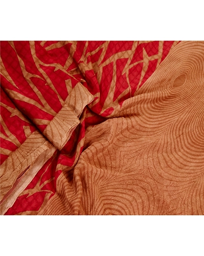 Sanskriti Vintage Sarees Dark Red Indian Pure Silk Printed Sari 5Yd Craft Fabric, PR-61206-Dark Red-Printed Floral Design-Pure Silk-1
