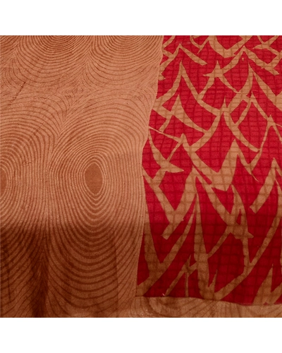 Sanskriti Vintage Sarees Dark Red Indian Pure Silk Printed Sari 5Yd Craft Fabric, PR-61206-Dark Red-Printed Floral Design-Pure Silk-3