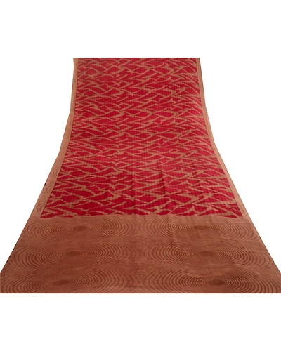 Sanskriti Vintage Sarees Dark Red Indian Pure Silk Printed Sari 5Yd Craft Fabric, PR-61206-Dark Red-Printed Floral Design-Pure Silk-7