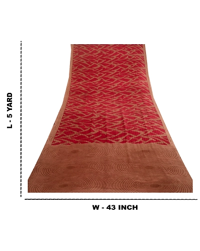 Sanskriti Vintage Sarees Dark Red Indian Pure Silk Printed Sari 5Yd Craft Fabric, PR-61206-Dark Red-Printed Floral Design-Pure Silk-8