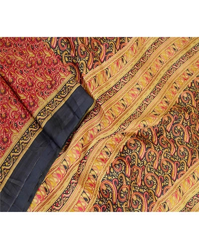 Sanskriti Vintage Sarees Purple 100% Pure Silk Printed Sari Floral Craft Fabric, PR-61262-Purple-Printed Floral Design-Pure Silk-1