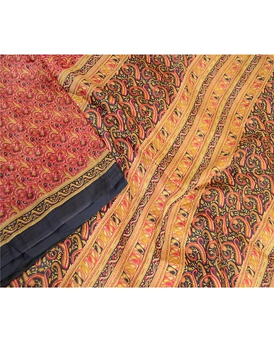 Sanskriti Vintage Sarees Purple 100% Pure Silk Printed Sari Floral Craft Fabric, PR-61262-Purple-Printed Floral Design-Pure Silk-2