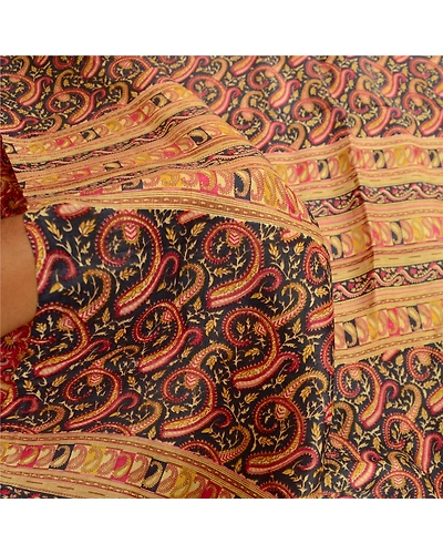 Sanskriti Vintage Sarees Purple 100% Pure Silk Printed Sari Floral Craft Fabric, PR-61262-Purple-Printed Floral Design-Pure Silk-5