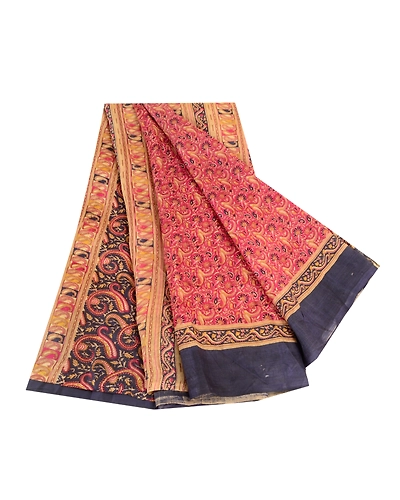 Sanskriti Vintage Sarees Purple 100% Pure Silk Printed Sari Floral Craft Fabric, PR-61262-Purple-Printed Floral Design-Pure Silk-6
