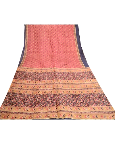 Sanskriti Vintage Sarees Purple 100% Pure Silk Printed Sari Floral Craft Fabric, PR-61262-Purple-Printed Floral Design-Pure Silk-7