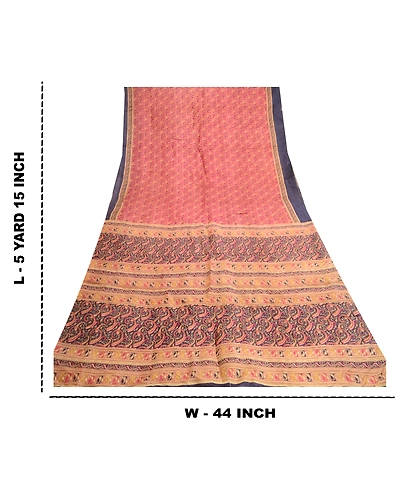 Sanskriti Vintage Sarees Purple 100% Pure Silk Printed Sari Floral Craft Fabric, PR-61262-Purple-Printed Floral Design-Pure Silk-8