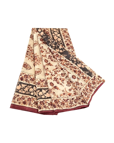 Sanskriti Vintage Sarees Bird Floral Printed Ivory Pure Silk Sari Craft Fabric, PR-61268-Ivory-Printed Floral Design-Pure Silk-6