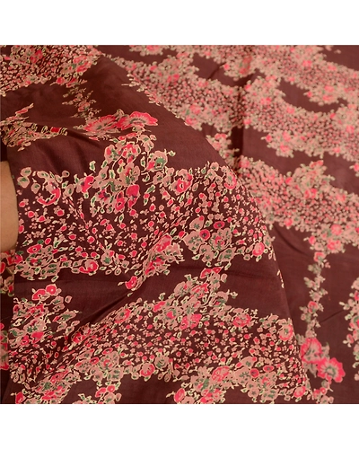 Sanskriti Vintage Sarees Indian Brown Printed Pure Silk Sari Floral Craft Fabric, PR-61290-Brown-Printed Floral Design-Pure Silk-5