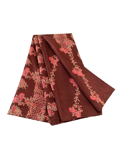 Sanskriti Vintage Sarees Indian Brown Printed Pure Silk Sari Floral Craft Fabric, PR-61290-Brown-Printed Floral Design-Pure Silk-6