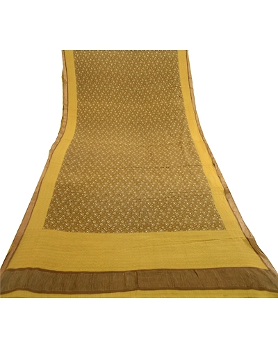 Sanskriti Vintage Sarees Green Pure Silk Printed Zari Woven Sari Craft Fabric, PR-61349-Dark Red-Printed Floral Design-Pure Silk-8