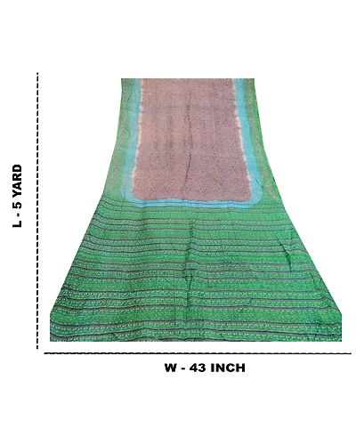 Sanskriti Vintage Sarees Blue Printed 100% Pure Silk Sari Floral Craft Fabric, PR-61371-Blue-Printed Floral Design-Pure Silk-9