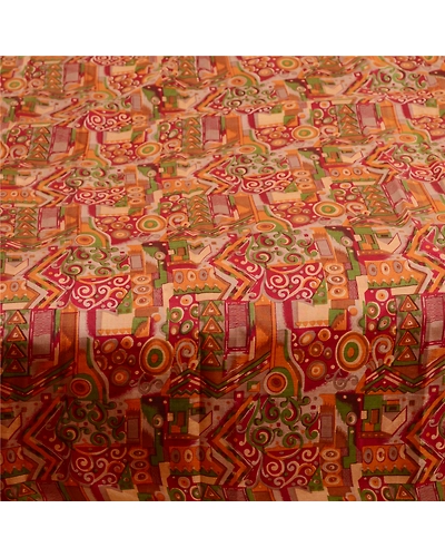Sanskriti Vintage Sarees Red Pure Silk Printed Sari Floral Soft 5Yd Craft Fabric, PR-61414-Red-Printed Floral Design-Pure Silk-3
