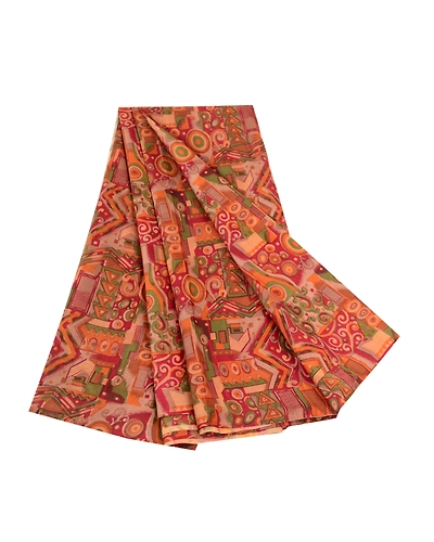 Sanskriti Vintage Sarees Red Pure Silk Printed Sari Floral Soft 5Yd Craft Fabric, PR-61414-Red-Printed Floral Design-Pure Silk-6