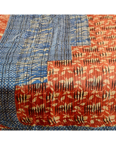 Sanskriti Vintage Sarees Indian Red Pure Silk Printed Sari Floral Craft Fabric, PR-61422-Red-Printed Floral Design-Pure Silk-3
