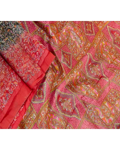 Sanskriti Vintage Sarees Black Pure Silk Printed Sari Floral Soft Craft Fabric, PR-61434-Black-Printed Floral Design-Pure Silk-1
