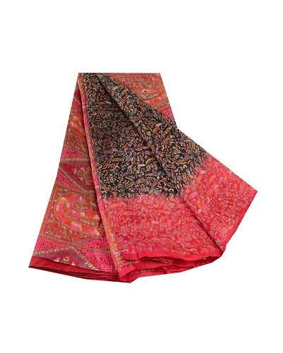 Sanskriti Vintage Sarees Black Pure Silk Printed Sari Floral Soft Craft Fabric, PR-61434-Black-Printed Floral Design-Pure Silk-6