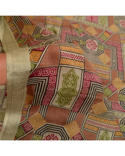 Sanskriti Vintage Sarees Green Pure Silk Printed Sari Floral Soft Craft Fabric, PR-61443-Shades Of Green-Printed Floral Design-Pure Silk-5