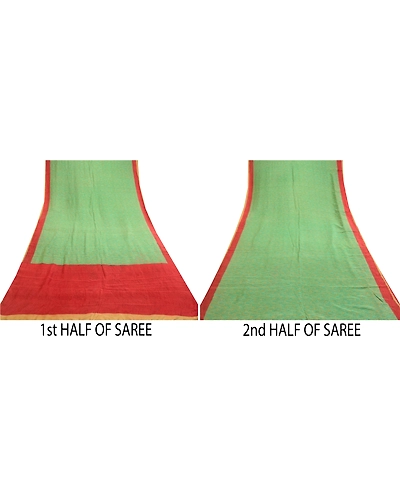 Sanskriti Vintage Sarees From India Green Pure Silk Printed Sari Craft Fabric, PR-61447-Green-Printed Floral Design-Pure Silk-4