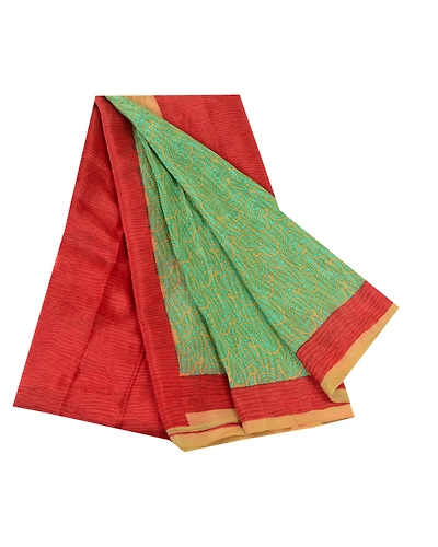 Sanskriti Vintage Sarees From India Green Pure Silk Printed Sari Craft Fabric, PR-61447-Green-Printed Floral Design-Pure Silk-6