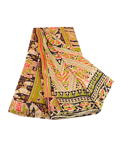 Sanskriti Vintage Sarees Animal Printed Cream Pure Silk Sari Soft Craft Fabric, PR-61472-Cream-Printed Floral Design-Pure Silk-6