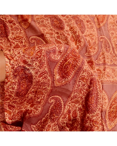 Sanskriti Vintage Sarees Brown Indian Pure Silk Printed Sari 5Yd Craft Fabric, PR-61501-Brown-Printed Floral Design-Pure Silk-5