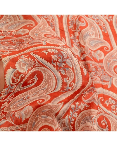 Sanskriti Vintage Sarees Orange Indian Pure Silk Printed Sari Soft Craft Fabric, PR-61539-Orange-Printed Floral Design-Pure Silk-5