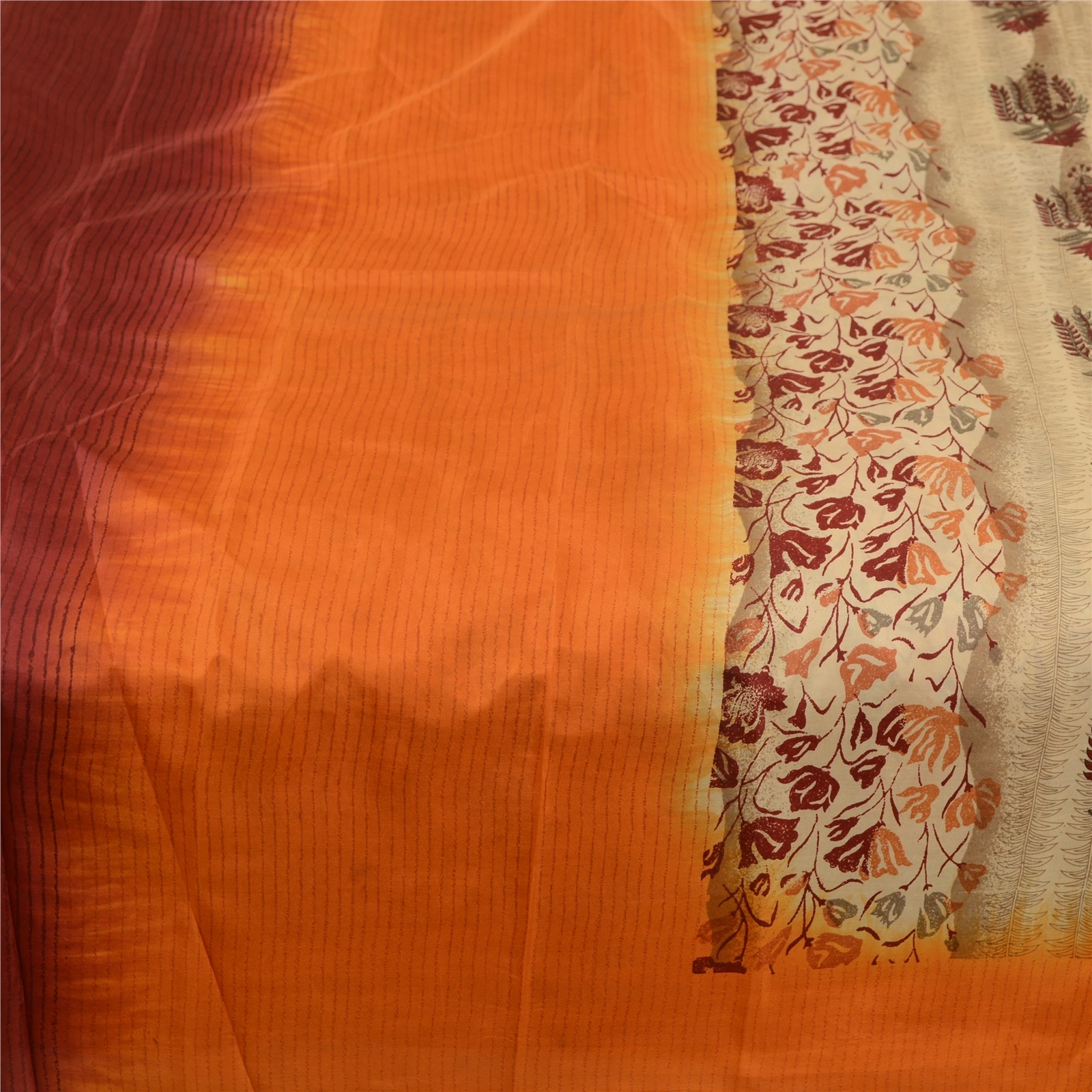 Sanskriti Vintage Sarees Multi 100% Pure Silk Printed Sari 5Yd Soft Craft Fabric, PR-61585-Multi-Printed Floral Design-Pure Silk-3