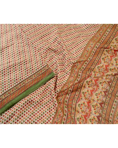 Sanskriti Vintage Sarees Multi Printed Pure Silk Sari Floral 5Yd Craft Fabric, PR-61618-Multi-Pure Silk-2