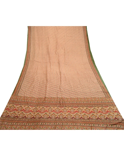 Sanskriti Vintage Sarees Multi Printed Pure Silk Sari Floral 5Yd Craft Fabric, PR-61618-Multi-Pure Silk-7