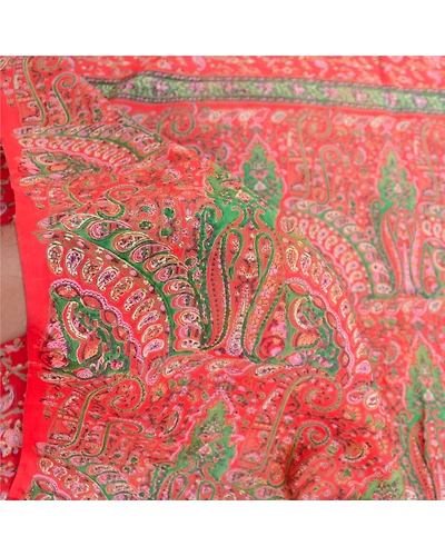 Sanskriti Vintage Sarees Red 100% Pure Silk Printed Sari Floral 5Yd Craft Fabric, PR-61649-Red-Pure Silk-5