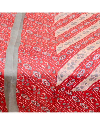 Sanskriti Vintage Sarees Red Indian 100% Pure Silk Printed Sari 5Yd Craft Fabric, PR-61655-Red-Pure Silk-3