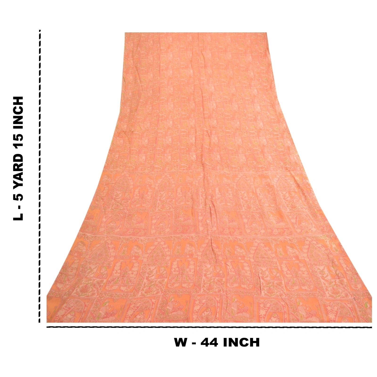 Sanskriti Vintage Sarees From India Pink Blend Silk Printed Sari Craft Fabric, PR-61665-Pink-Blend Silk-8