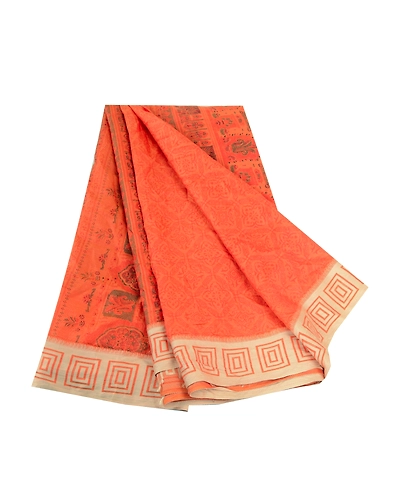 Sanskriti Vintage Sarees From Indian Red Pure Silk Printed Sari 5Yd Craft Fabric, PR-61673-Red-Pure Silk-6
