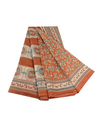Sanskriti Vintage Sarees Brown Art Silk Kota Woven Printed Sari 5Yd Craft Fabric, PR-61683-Brown-Art Silk-6