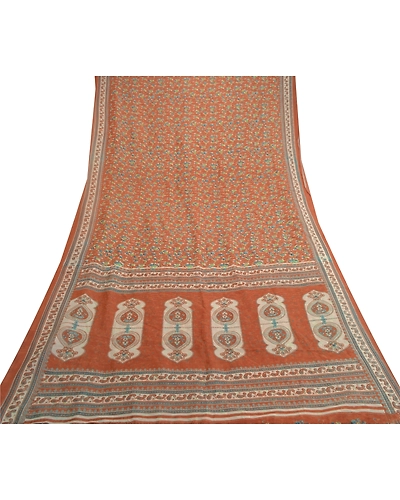 Sanskriti Vintage Sarees Brown Art Silk Kota Woven Printed Sari 5Yd Craft Fabric, PR-61683-Brown-Art Silk-7
