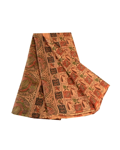 Sanskriti Vintage Sarees Animal Printed Pure Silk Brown Sari 5Yd Craft Fabric, PR-61692-Brown-Pure Silk-6