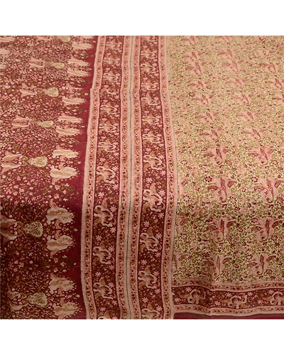 Sanskriti Vintage Sarees Multi Indian Pure Silk Printed Sari Soft Craft Fabric, PR-61699-Multi-Pure Silk-4