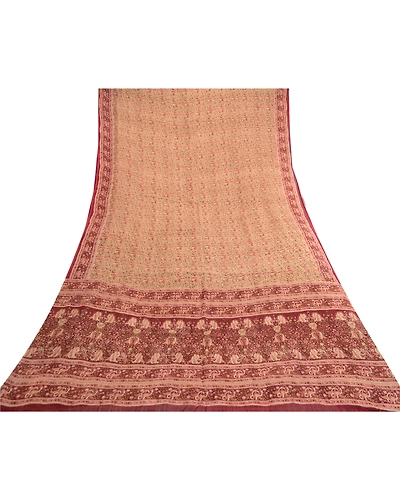 Sanskriti Vintage Sarees Multi Indian Pure Silk Printed Sari Soft Craft Fabric, PR-61699-Multi-Pure Silk-8