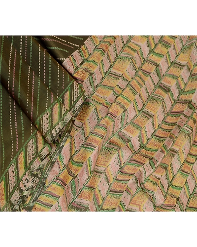 Sanskriti Vintage Sarees Green Indian Pure Silk Printed Sari Soft Craft Fabric, PR-61704-Green-Pure Silk-1