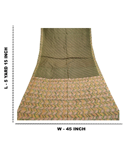 Sanskriti Vintage Sarees Green Indian Pure Silk Printed Sari Soft Craft Fabric, PR-61704-Green-Pure Silk-8