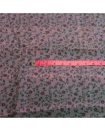 Sanskriti Vintage Sarees Pink Satin Printed Sari Floral Soft 5Yd Craft Fabric, PR-61742-Shades Of Pink-Poly Satin-1