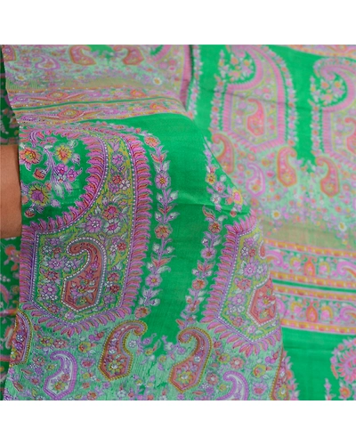 Sanskriti Vintage Sarees Indian Green 100% Pure Silk Printed Sari Craft Fabric, PR-61744-Green-Pure Silk-5
