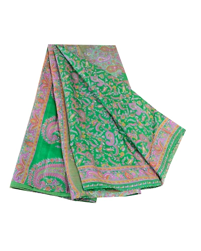 Sanskriti Vintage Sarees Indian Green 100% Pure Silk Printed Sari Craft Fabric, PR-61744-Green-Pure Silk-6